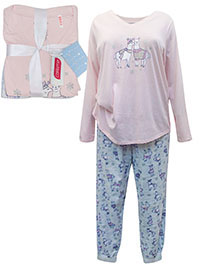 Carisma PINK Cotton Rich Llama Pyjama Set - Plus Size 14 to 26/28 (L to 3X)