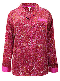 MSN RED Heart Star Print Long Sleeve Pyjama Top - Plus Size 20/22 (XL)
