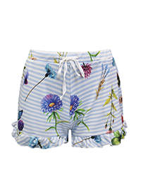 CORNFLOWER Floral Stripe Frill Loungewear Shorts - Size 10 to 18