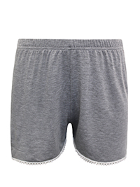 GREY Crochet Trim Jersey Pyjama Shorts - Size 10 to 18