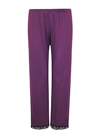PURPLE Lace Trim Jersey Pyjama Bottoms - Size 10 to 18