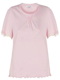 PINK Lace Detail Lounge Top - Size 10/12 to 22/24 (S to XL)