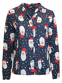 NAVY Pure Cotton Santa Print Flannel Pyjama Top - Size 10/12 to 22 (M to XXL)