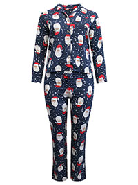 NAVY Pure Cotton Santa Print Flannel Pyjama Set - Size 6 to 22/24 (XS to 2X)