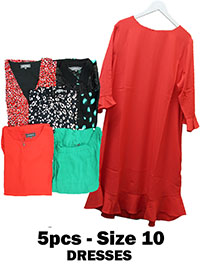 S/DAR ASSORTED Plain & Printed Viscose Dresses - Size 10