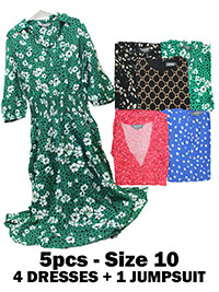S/DAR ASSORTED Printed Viscose Dresses & Spot Print Jumpsuit - Size 10