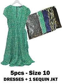 S/DAR ASSORTED Printed Viscose Dresses & Sequin Jacket - Size 10