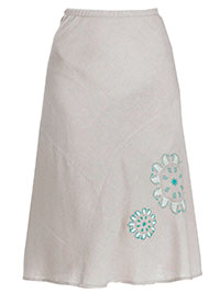 STONE Linen Blend Embroidered Skirt - Plus Size 12 to 28
