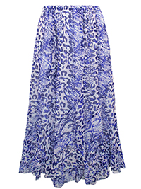 BLUE Animal Print Crinkle Maxi Skirt - Size 12 to 16