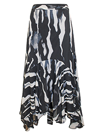 BLACK Zebra Print Frill Hem Skirt - Plus Size 16 to 20