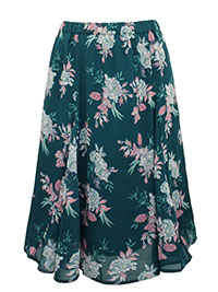 GREEN Floral Overlay Pull On Skirt - Plus Size 12 to 28