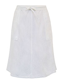 WHITE Linen Blend Midi Skirt - Plus Size 14 to 24