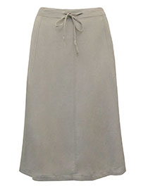 TAUPE Linen Blend Tie Waist Pockets Midi Skirt - Plus Size 22 to 32