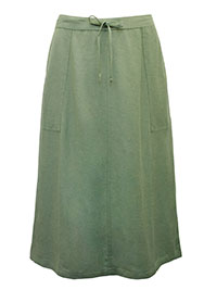 KHAKI Linen Blend Midi Skirt - Plus Size 16 to 28