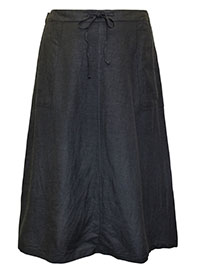 BLACK Linen Blend Midi Skirt - Plus Size 16 to 22