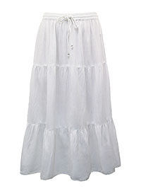 WHITE Linen Blend Tiered Skirt - Plus Size 14 to 26