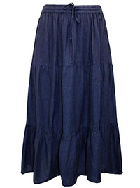 NAVY Linen Blend Tiered Skirt - Plus Size 16 to 26