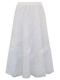 WHITE Linen Blend Pull On Panelled Skirt - Plus Size 16 to 32