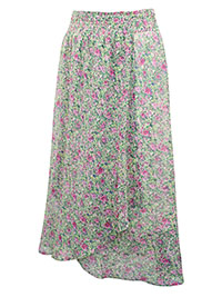GREEN Ditsy Floral Shirred Waist Skirt - Plus Size 12 to 26