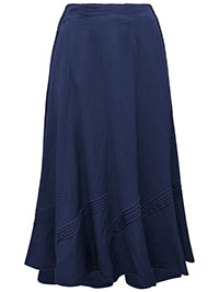 NAVY Linen Blend Pintuck Detail Skirt - Plus Size 14 to 32