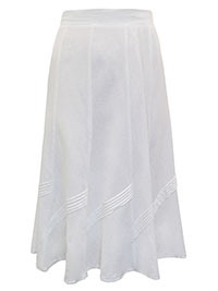 WHITE Linen Blend Pintuck Detail Skirt - Plus Size 14 to 30