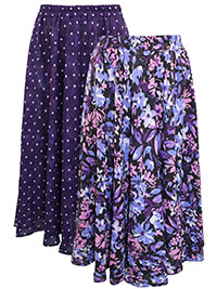 BLACK Painterly Bloom Reversible Printed Pull On Skirt - Plus Size 16/18 to 44/46 (US M to 6X)