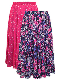 PURPLE/PINK Reversible Printed Pull On Skirt - Plus Size 14 to 44/46 (S to 6X)