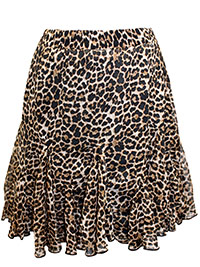 BLACK Leopard Print Ruffle Mini Skirt - Size 10 to 16 (EU 36 to 42)