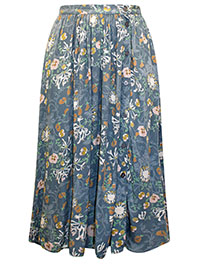 BLUE Floral Print Button Down Skirt - Size 12