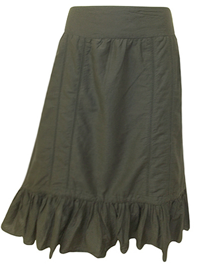 Khaki Pure Cotton Wide Waistband Pointelle Skirt - Size 8 to 22