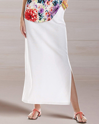 WHITE Linen Blend Split Side Skirt - Plus Size 20 to 22