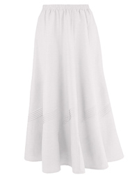 Being Casual WHITE Linen Blend Pintuck Panel Skirt - Plus Size 14 to 28 (Length 33in)