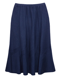 Anthology NAVY Linen Blend Midi Pintuck Detail Panel Skirt  - Plus Size 12 to 32