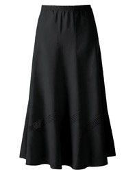 BLACK Linen Blend Pintuck Panel 30in Skirt  - Plus Size 18 to 32