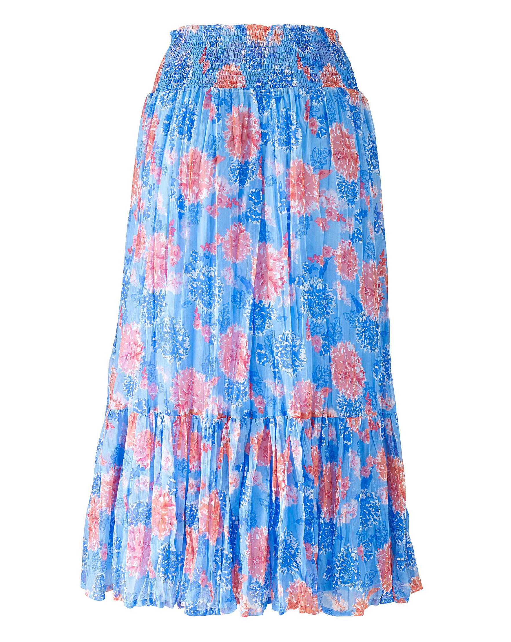 Nightingales - - Nightingales BLUE Floral Print Tiered Skirt - Plus ...