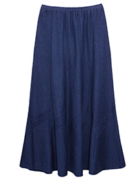 Being Casual NAVY Pintuck Detail Linen Blend Midi Skirt - Plus Size 12 to 26