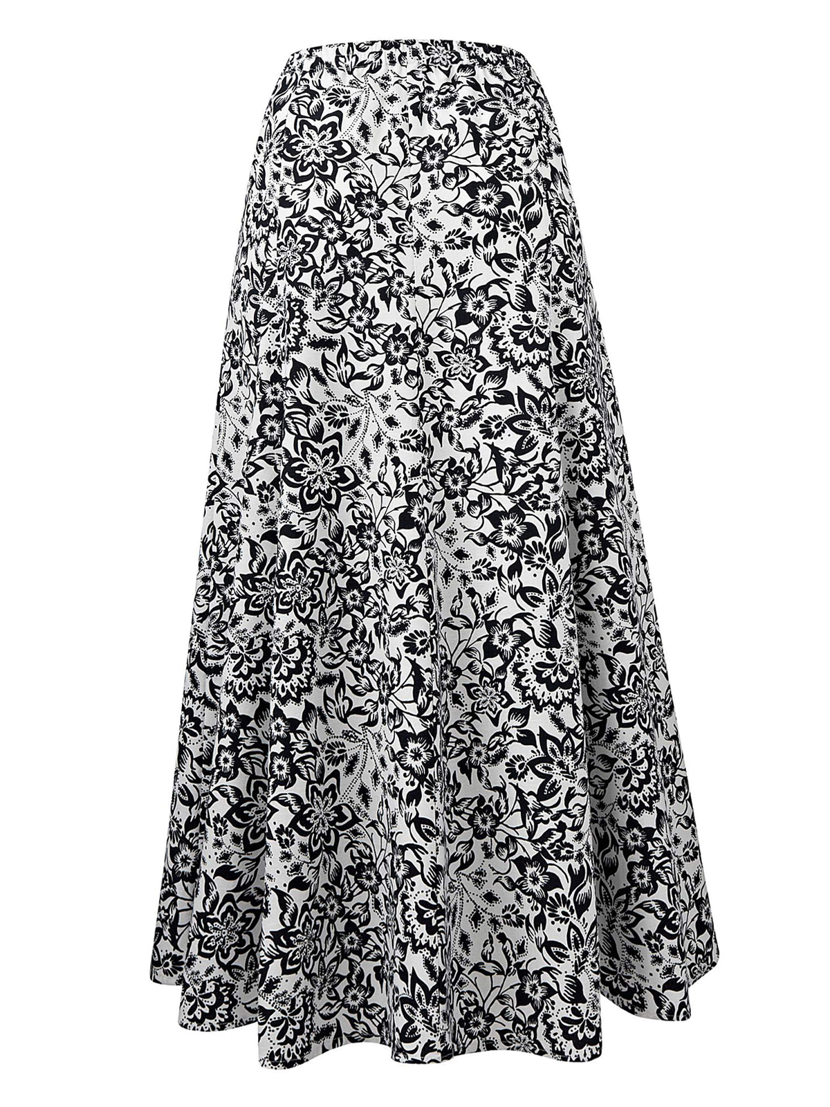 Nightingales - - Nightingales NAVY Etched Floral Print Long Skirt ...