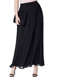 BLACK Floaty Maxi Skirt - Plus Size 16 to 22