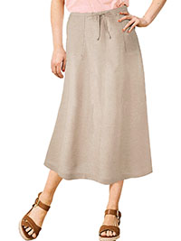 STONE Patch Pocket Linen Blend A-Line Skirt  - Plus Size 18 to 30