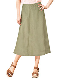 Capsule KHAKI Linen Blend Trendy Patch Pocket A-Line Skirt - Plus Size 20 to 32