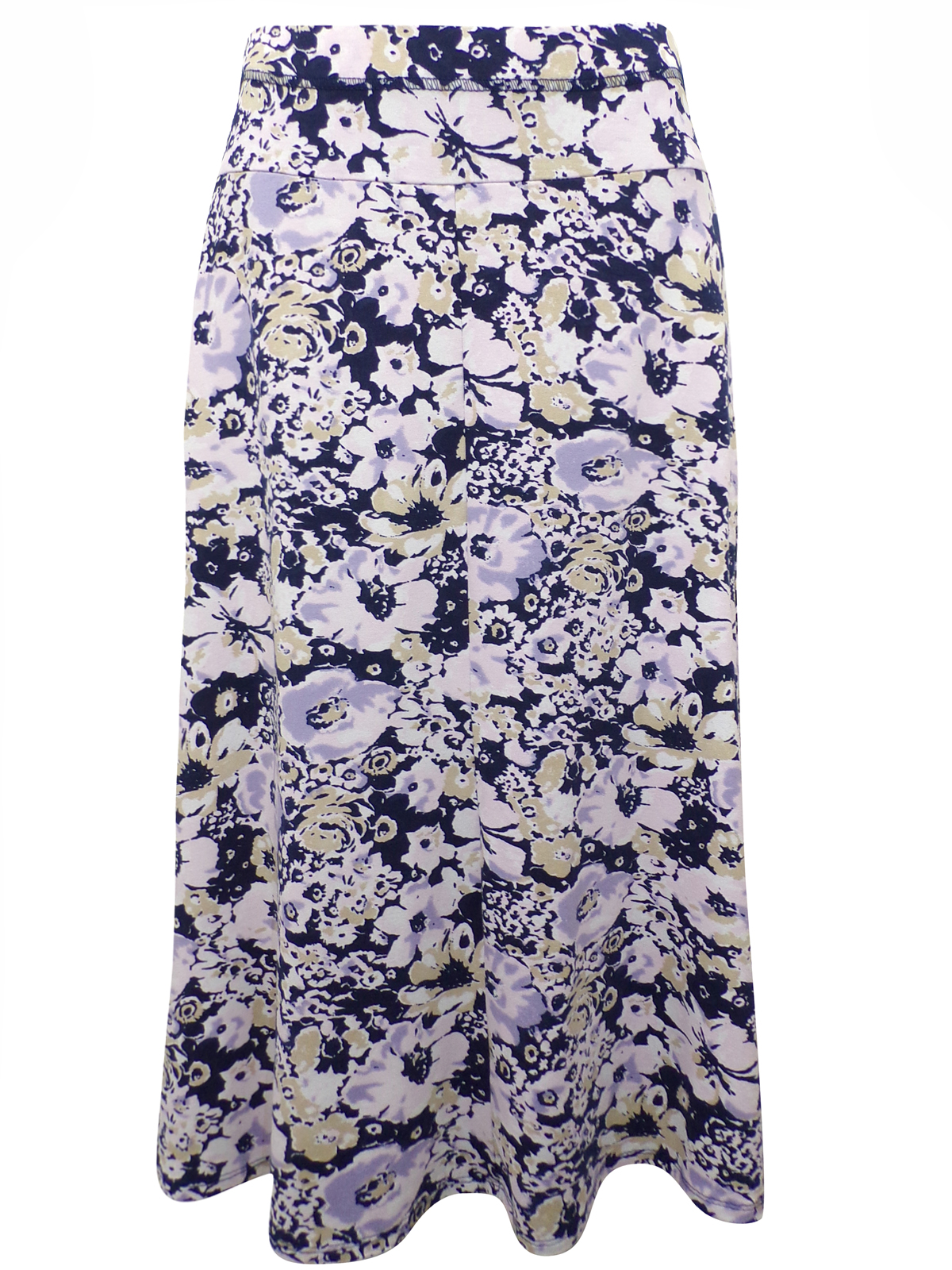 First Avenue NAVY Floral Print Jersey Midi Skirt - Size 10 to 18