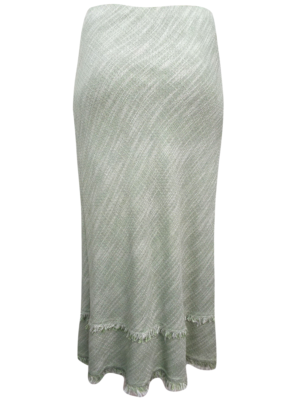 3vans GREEN Fringe Trim Tweed 39in Maxi Skirt - Plus Size 16 to 30