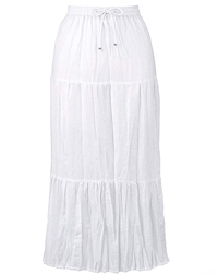 WHITE Linen Blend Tiered Skirt - Plus Size 12 to 32