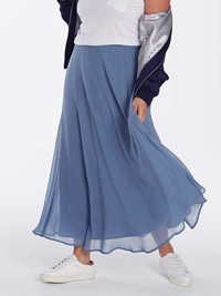 SMOKEY-BLUE Floaty Woven Maxi Skirt - Plus Size 16 to 26