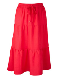 Anthology WATERMELON Linen Blend Tiered Skirt - Plus Size 16 to 18