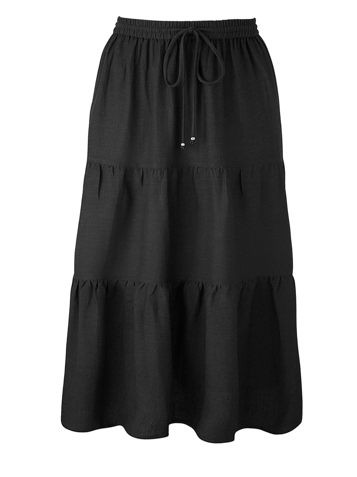 Wholesale Plus Size Boutique Clothing By Anthology Black Linen Blend Tiered Skirt Plus