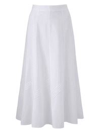 WHITE Linen Blend Flared Fit Pleat Detail Skirt - Plus Size 14 to 30