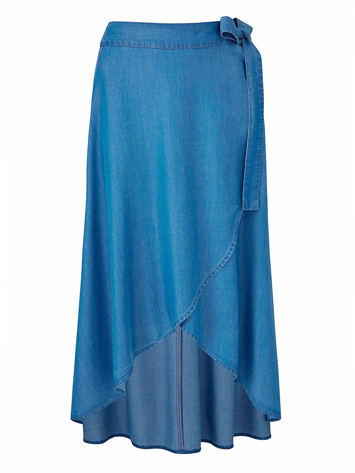 Plus Size Wholesale Clothing By Simply Be Simplybe Mid Blue Soft Tencel Denim Floaty Wrap 2353
