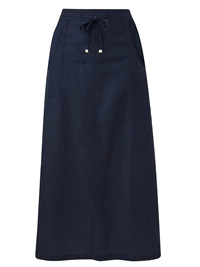 NAVY Linen Blend Pull On Skirt - Plus Size 20 to 24
