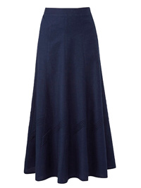 Julipa NAVY Linen Blend Pull On Pintuck Skirt - Plus Size 14 to 28